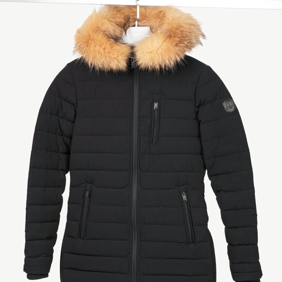 Moose Knuckles Roselawn Black Fur-Hood Quilted Puffer Jacket - Picture 1 of 15